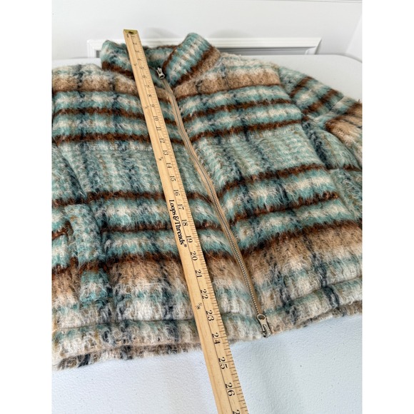 Anthropologie Blue and Brown Plaid Bomber Jacket - Picture 6 of 9